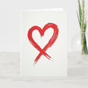 Minimalist Red Brushstroke Heart Card