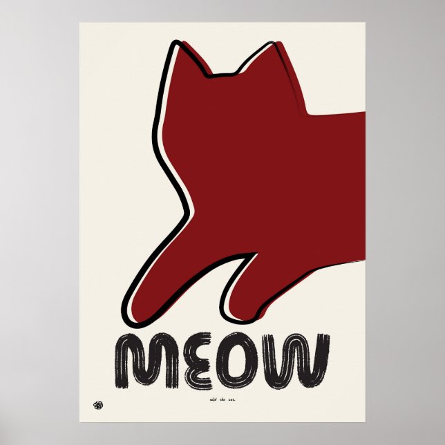 Minimalist Red Cat Silhouette Poster (Front)