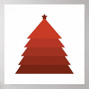 Minimalist Red Christmas Tree Poster