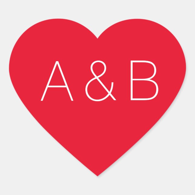 Minimalist red custom couple initials monogram heart sticker (Front)