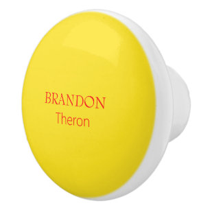 Minimalist red custom monogram simple yellow ceramic knob