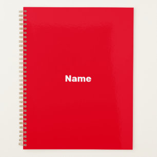 Minimalist red custom year text name monogram  planner