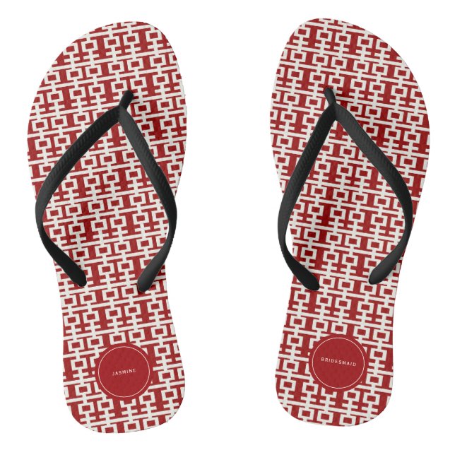 Minimalist Red Double Happiness Chinese Wedding Jandals (Footbed)