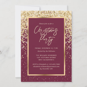 Minimalist Red Gold Christmas Party Invitation