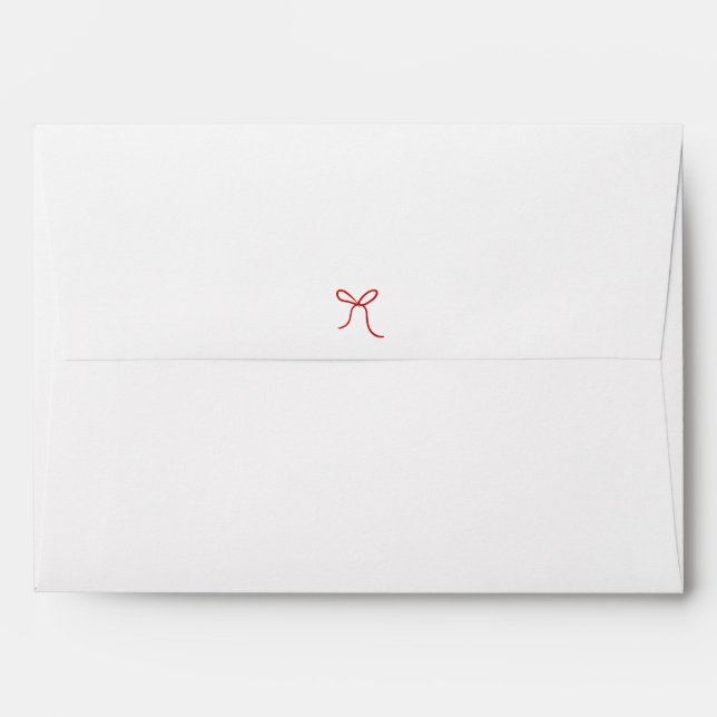 Minimalist Red Hand Drawn Bow Christmas Envelope (Back (Top Flap))