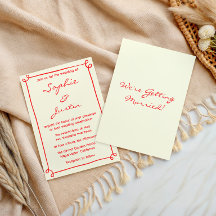 Minimalist Red Handwritten Script Wedding