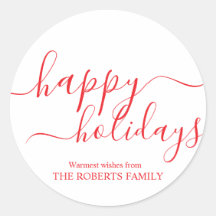 Minimalist Red Happy Holidays Elegant Typography