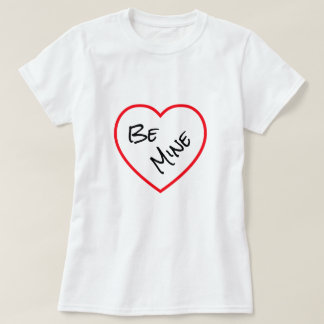 Minimalist Red Heart Be Mine Valentine's Day White T-Shirt