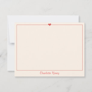Minimalist Red Heart Stationery Note Card