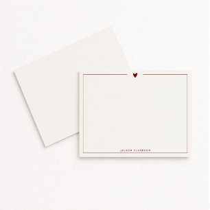 Minimalist Red Heart Stationery Note Card