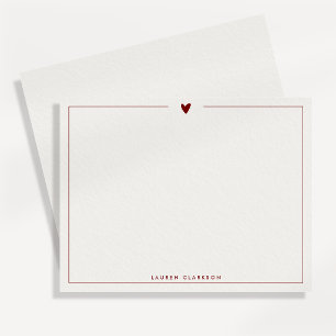 Minimalist Red Heart Stationery Note Card