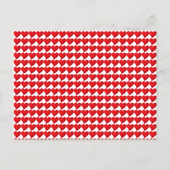 Minimalist red hearts pattern modern Valentine's Postcard (Front)