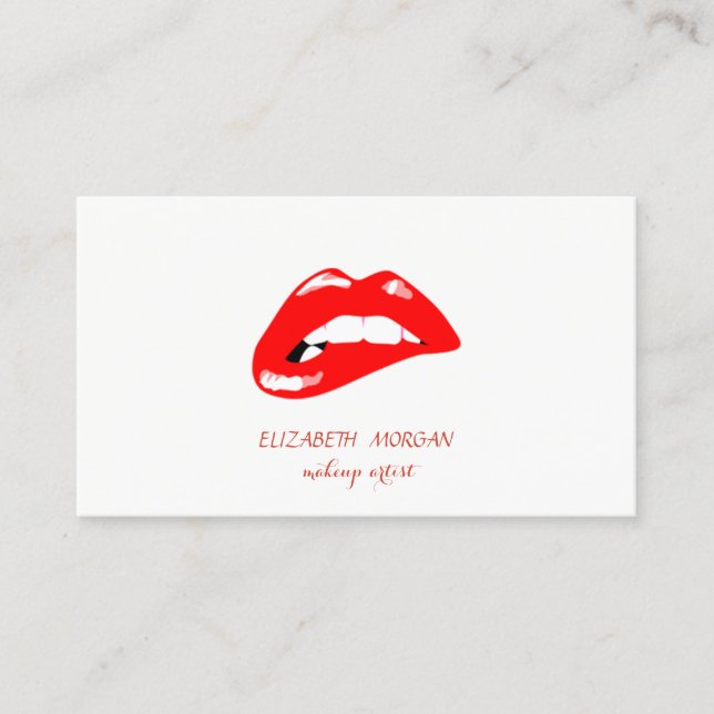 Minimalist ,Red  Lips,Makeup artist Business Card (Front)