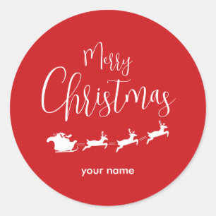 Minimalist Red Merry Christmas Phone Case Classic Round Sticker