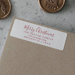 Minimalist Red Merry Christmas Return Address<br><div class="desc">These minimalist red Merry Christmas return address labels are perfect for a simple holiday card or invitation. The design features classic red and white typography paired with a rustic yet elegant script font with hand lettered style.</div>