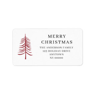 Minimalist Red Modern Tree Return Address Label