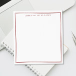 Minimalist Red Monogram Two Border Notepad<br><div class="desc">Create your own personalised notepads with red elegant chic typography monogram name and two border line design.</div>