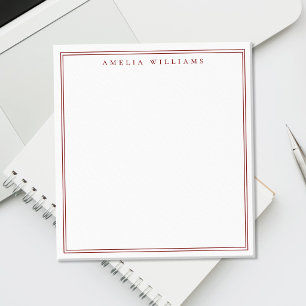 Minimalist Red Monogram Two Border Notepad