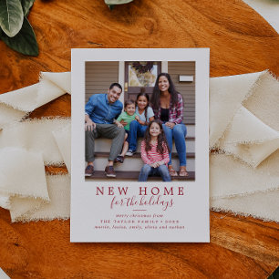 Minimalist Red New Home For The Holidays Photo Holiday Card