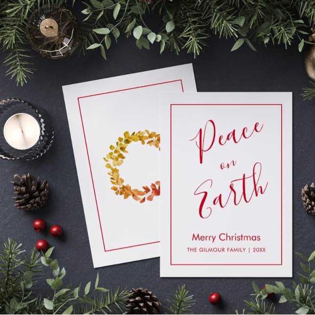 Minimalist|Red Peace on Earth Christmas Card (Creator Uploaded)