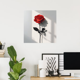Minimalist Red Rose – Botanical Art Print