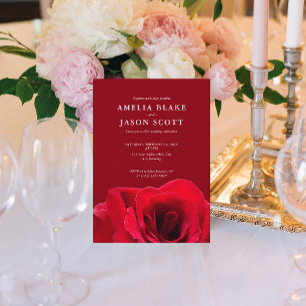 Minimalist Red Rose Digital Wedding Invitation