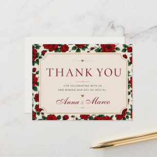 Minimalist Red Rose Elegant Floral Classic Rose Postcard