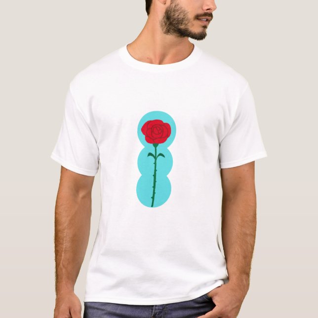Minimalist Red Rose – Romantic Floral Design T-Shirt (Front)