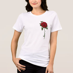 Minimalist Red Rose T‑Shirt – Elegant Floral “Love Tri-Blend Shirt
