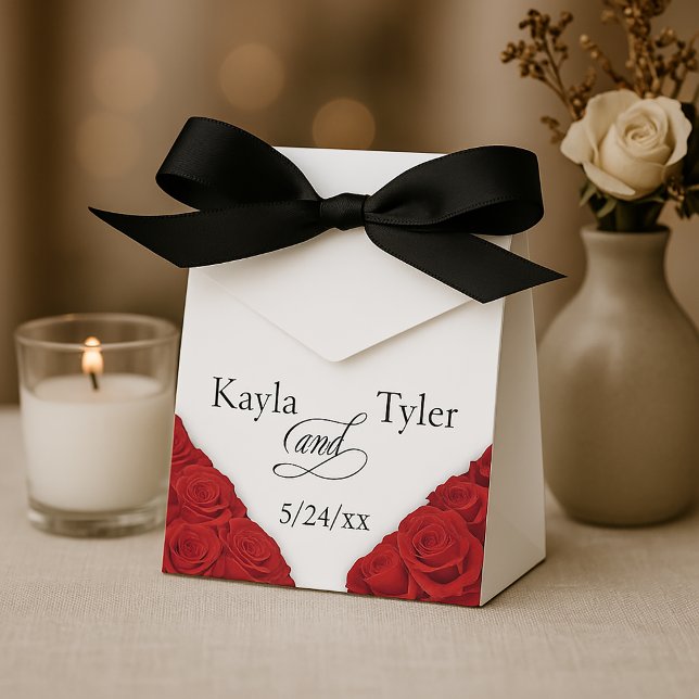 Minimalist Red Roses Wedding  Favour Box (Minimalist Red Roses Wedding Favor Boxes)