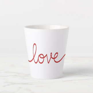 Minimalist Red Script Love Continuous Line Art Sma Latte Mug