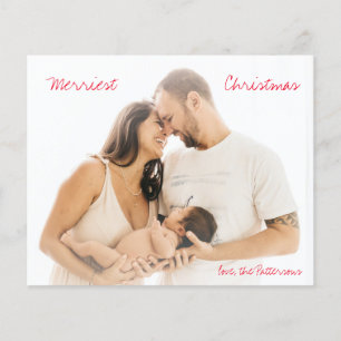 Minimalist Red Script Photo Modern Christmas
