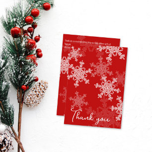 Minimalist Red Snowflakes Baby Shower Thank you Card