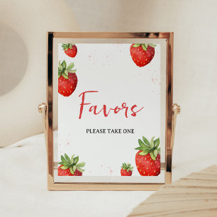 Minimalist Red Strawberry Favours Poster