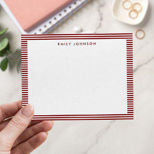 Minimalist Red Stripes Monogram Card