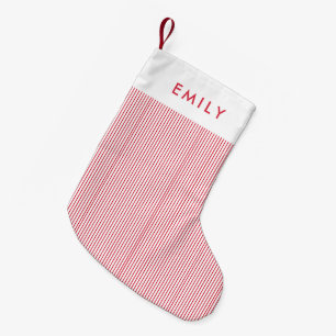 Minimalist Red Stripes Personalised Name Small Christmas Stocking