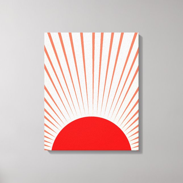 Minimalist Red Sun and Sun Rays Canvas Print (Front)
