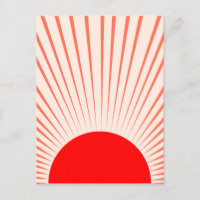 Minimalist Red Sun and Sun Rays