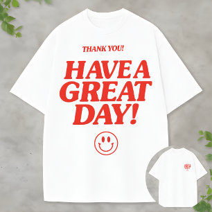Minimalist Red Typography Shirt with Smiley Face