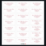 Minimalist Red Wedding Guest Address Labels<br><div class="desc">These minimalist red wedding guest address labels are perfect for a simple wedding. The modern romantic design features classic red and white typography paired with a rustic yet elegant calligraphy with vintage hand lettered style. Customisable in any colour. Customise each label with the name and address of your guests. 21...</div>