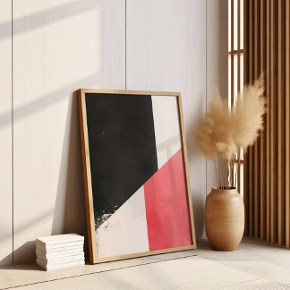 Minimalist  Red, White, and Black Abstract Poster