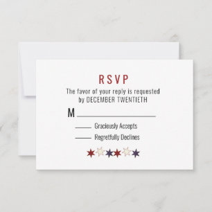 Minimalist Red White Blue Stars RSVP Card