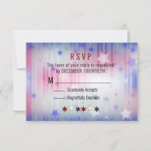 Minimalist Red White Blue Stars RSVP Card