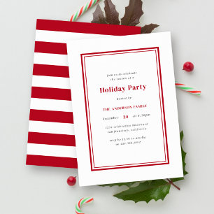 Minimalist Red & White Christmas Holiday Party Invitation
