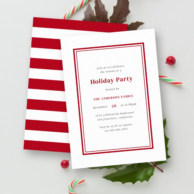 Minimalist Red & White Christmas Holiday Party Invitation (Creator Uploaded)