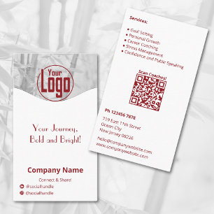 Minimalist Red White Life Coach Company Business Card