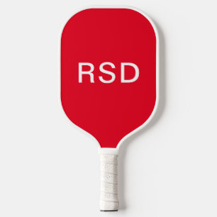 Minimalist Red White Monogram Initials Pickleball Paddle