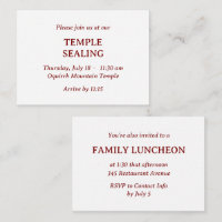 Minimalist Red & White Temple & Meal Invitation