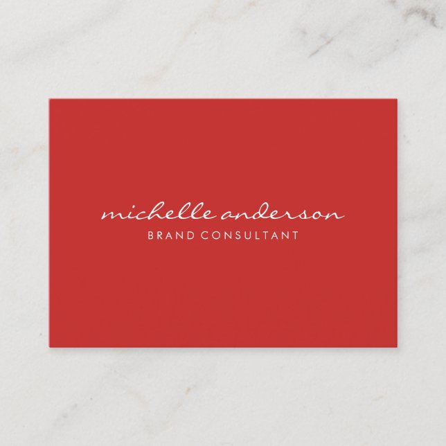 Minimalist Red with Cursive Text Business Card (Front)