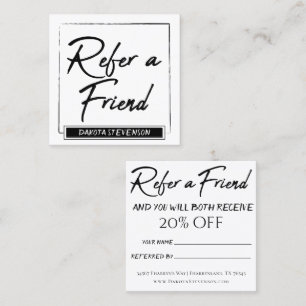 Minimalist Referral   Professional Black and White Card